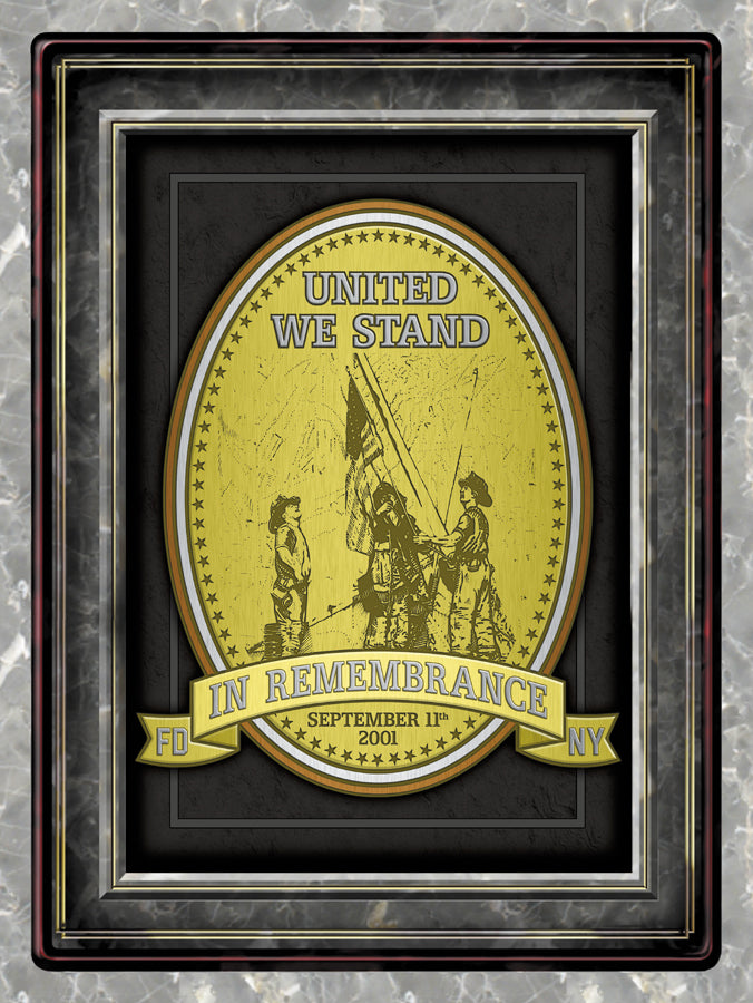 Faux Gold Print 9/11 United We Stand Metal Tin Sign