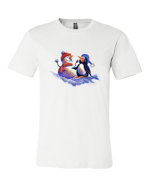 Snowman and Penguin Winter Holiday Tee