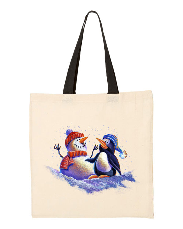 Penguin and Snowman Winter Tote