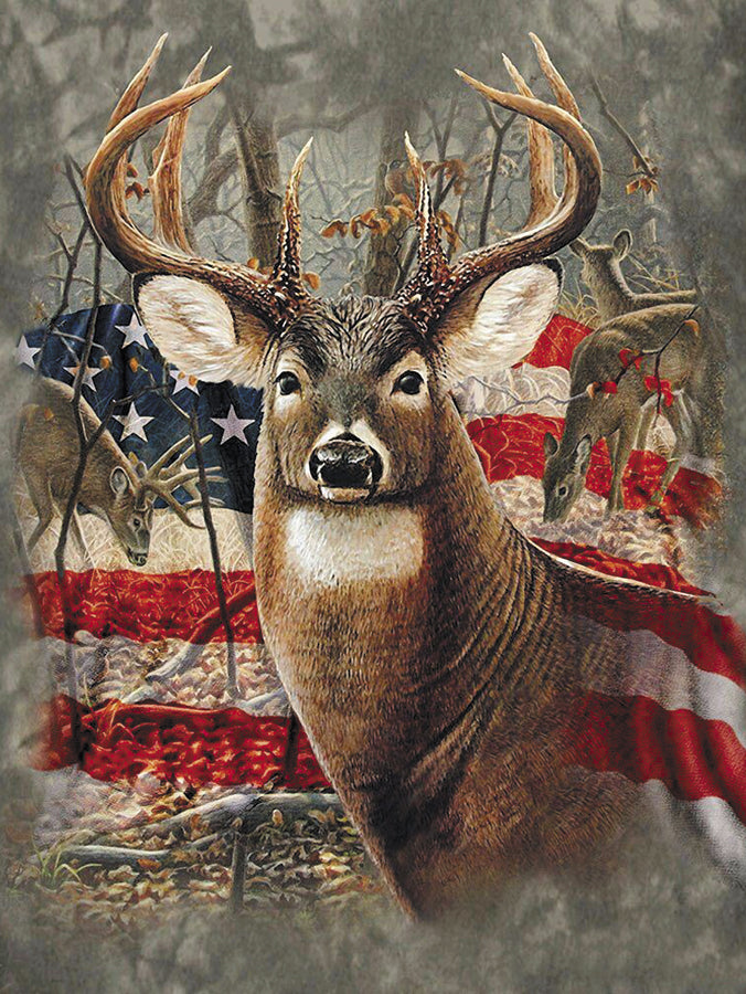 Deer and Flag Tin Sign