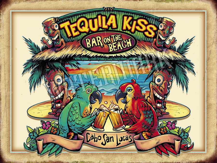 Tequila Kiss Bar Tin Sign